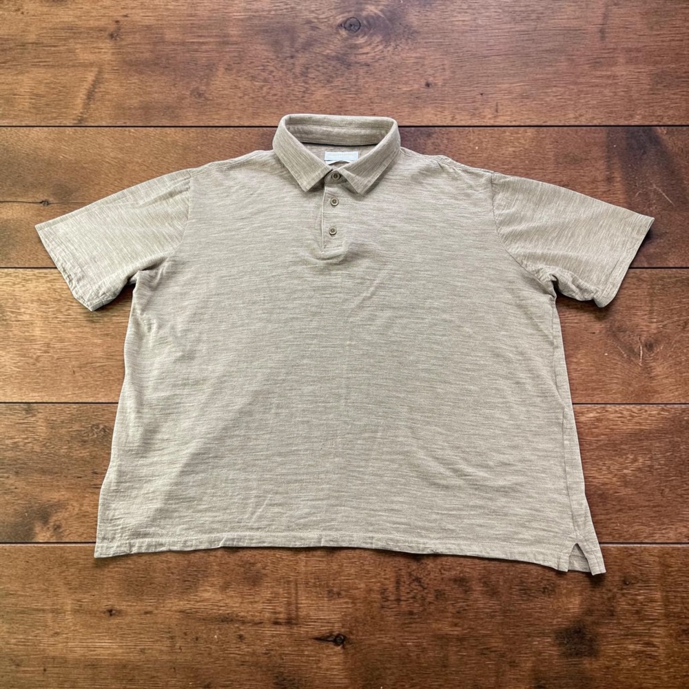 Johnston & Murphy Collection Alpaca Wool Silk Polo Shirt Tan Mens (L) Made Peru